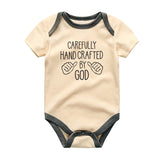 Carefully Handcrafted by God Baby Bodysuit Christian Newborn Clothes Baptism Outfit Christening Gift Religious Baby Shower Keepsake