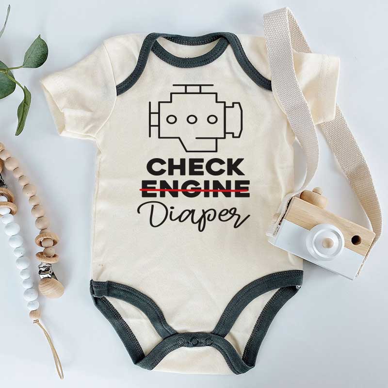 Funny Auto Car Mechanic Baby clothes Check Engine Diaper sleepers Unisex baby clothing