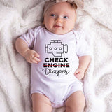 Funny Auto Car Mechanic Baby clothes Check Engine Diaper sleepers Unisex baby clothing