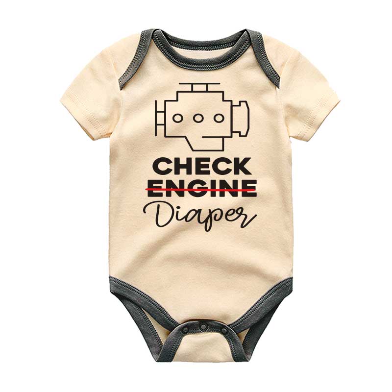 Funny Auto Car Mechanic Baby clothes Check Engine Diaper sleepers Unisex baby clothing