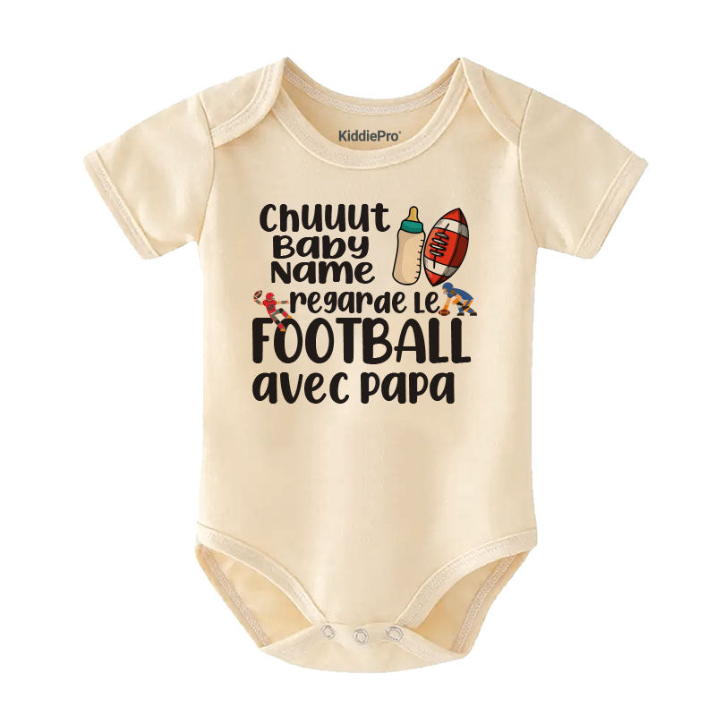 Personalized Name French Baby Clothes Cute Football Outfit Gift for Dad sports fan romper Custom shirt Vêtements bébé