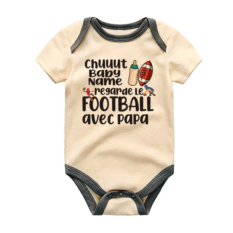 Personalized Name French Baby Clothes Cute Football Outfit Gift for Dad sports fan romper Custom shirt Vêtements bébé