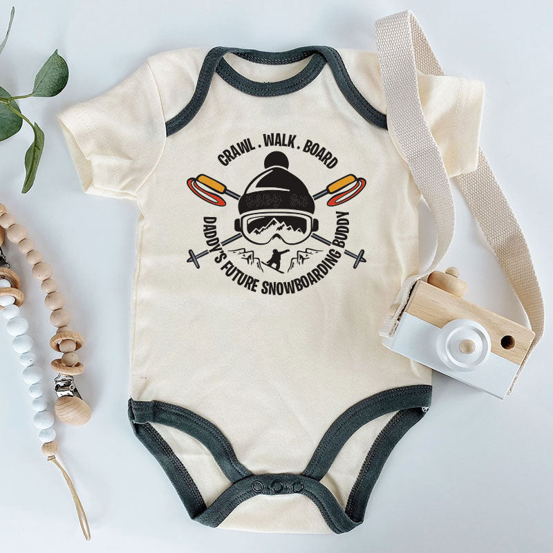 Snowboarding Buddy Custom Infant Short Sleeve One Piece Baby bodysuit vêtements pour bébé