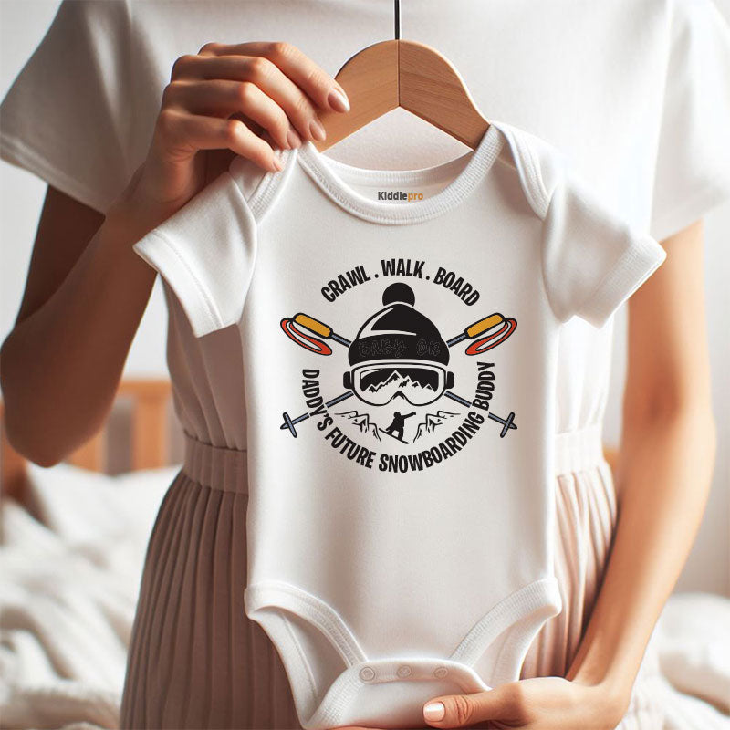Snowboarding Buddy Custom Infant Short Sleeve One Piece Baby bodysuit vêtements pour bébé