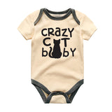 Crazy Cat Baby Bodysuit Baby Shower Gift Pet Animal Cat Lover Unisex Infant Baby Boy GIrl Outtfit Personalized Baby Clothes