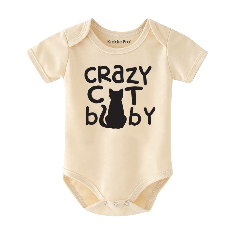 Crazy Cat Baby Bodysuit Baby Shower Gift Pet Animal Cat Lover Unisex Infant Baby Boy GIrl Outtfit Personalized Baby Clothes