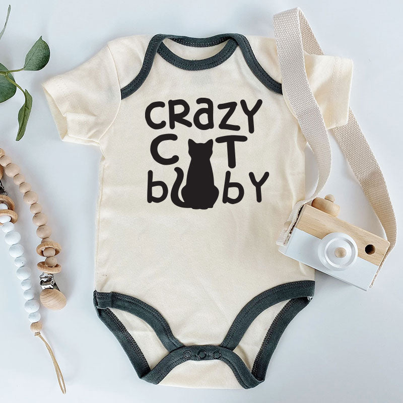 Crazy Cat Baby Bodysuit Baby Shower Gift Pet Animal Cat Lover Unisex Infant Baby Boy GIrl Outtfit Personalized Baby Clothes