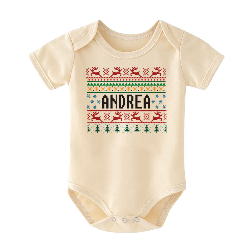 Custom Name Ugly Christmas Shirt Newborn Infant Baby Boy Girl Clothes Holiday Funny Baby Christmas Outfit