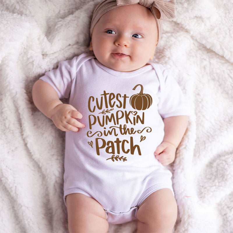 Cutest Pumpkin Patch Outfit Newborn Baby Boy Girl Bodysuit Adorable Custom Baby Clothes Fall Autumn Outfit Farm Photo Shoot Preganancy Announcement Reveal Shirt