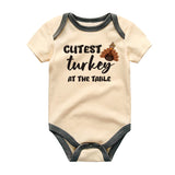 Cutest Turkey at the Table Cute Funny Baby Clothes Newborn First Thanksgiving Outfit Boy Girl Little Turkey Romper Custom Fall Baby Bodysuit Photoshoot Shirt