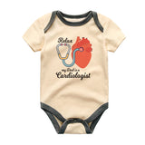Relax My Dad is a Cardiologist Baby Bodysuit Funny Doctor Dad Newborn Romper Medical Humor Baby Outfit Baby Shower Gift for Cardiologist Dad