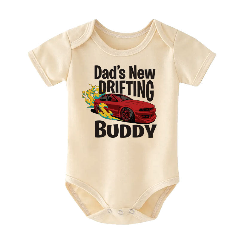 Dad's New Drifting Buddy Baby Bodysuit Daddy's Car Racing Partner Outfit Custom Baby Clothes