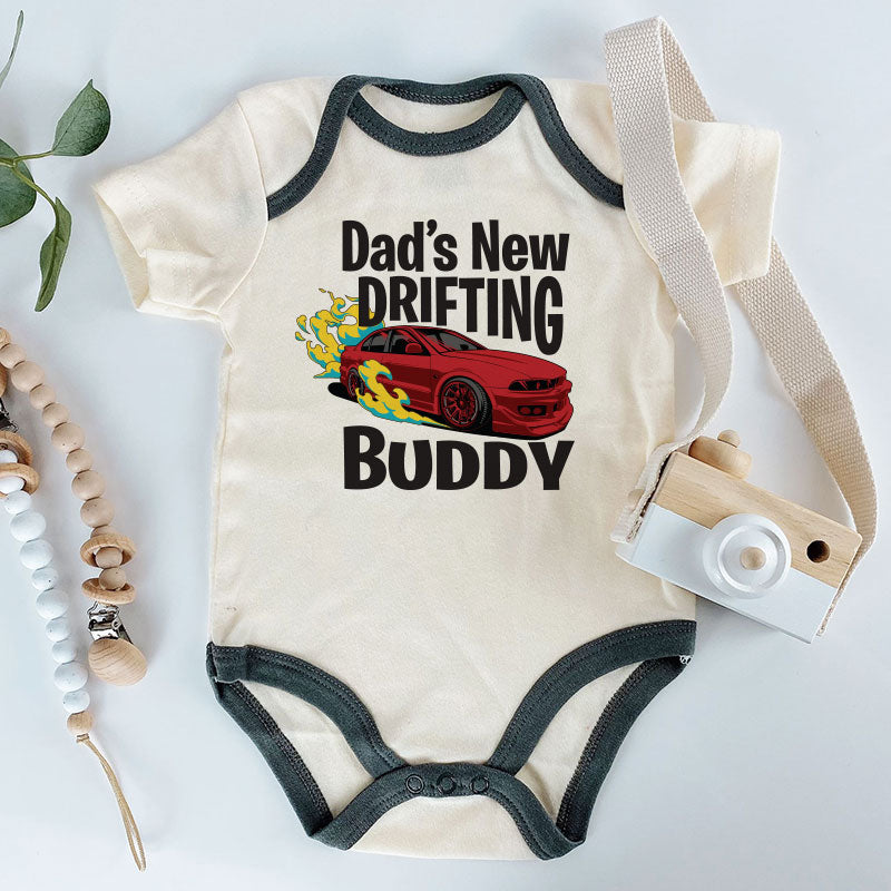 Dad's New Drifting Buddy Baby Bodysuit Daddy's Car Racing Partner Outfit Custom Baby Clothes