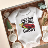 Dad's New Drifting Buddy Baby Bodysuit Daddy's Car Racing Partner Outfit Custom Baby Clothes