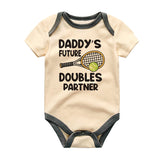 Daddy's future doubles partner baby bodysuit tennis baby outfit sports baby apparel cute unisex bodysuit