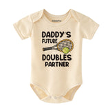 Daddy's future doubles partner baby bodysuit tennis baby outfit sports baby apparel cute unisex bodysuit