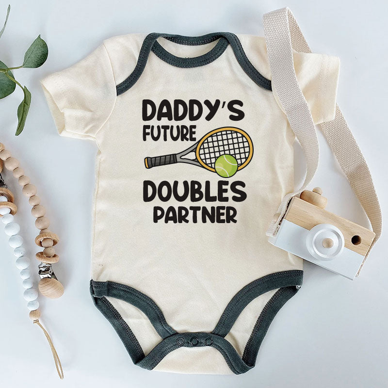 Daddy's future doubles partner baby bodysuit tennis baby outfit sports baby apparel cute unisex bodysuit