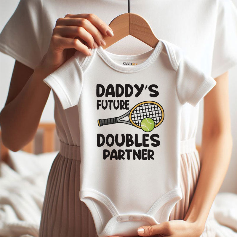 Daddy's future doubles partner baby bodysuit tennis baby outfit sports baby apparel cute unisex bodysuit