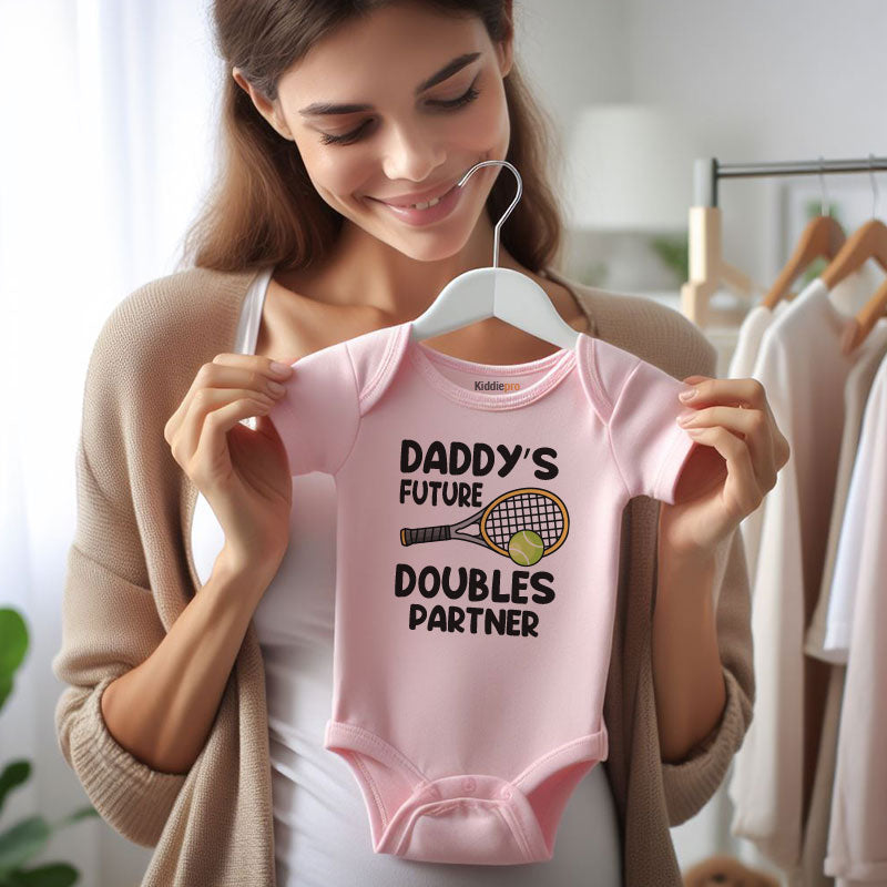 Daddy's future doubles partner baby bodysuit tennis baby outfit sports baby apparel cute unisex bodysuit