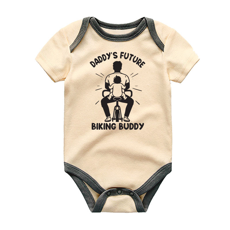 Daddy's future biking buddy baby bodysuit Father daughter son bond bicycle baby clothes unisex bike baby outfit