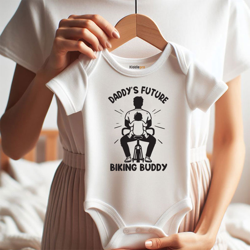 Daddy's future biking buddy baby bodysuit Father daughter son bond bicycle baby clothes unisex bike baby outfit