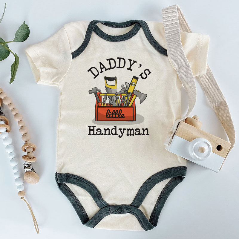 Daddy’s Little Handyman Baby Bodysuit Funny Baby Shower Gift for Dad Construction & DIY Baby Clothes
