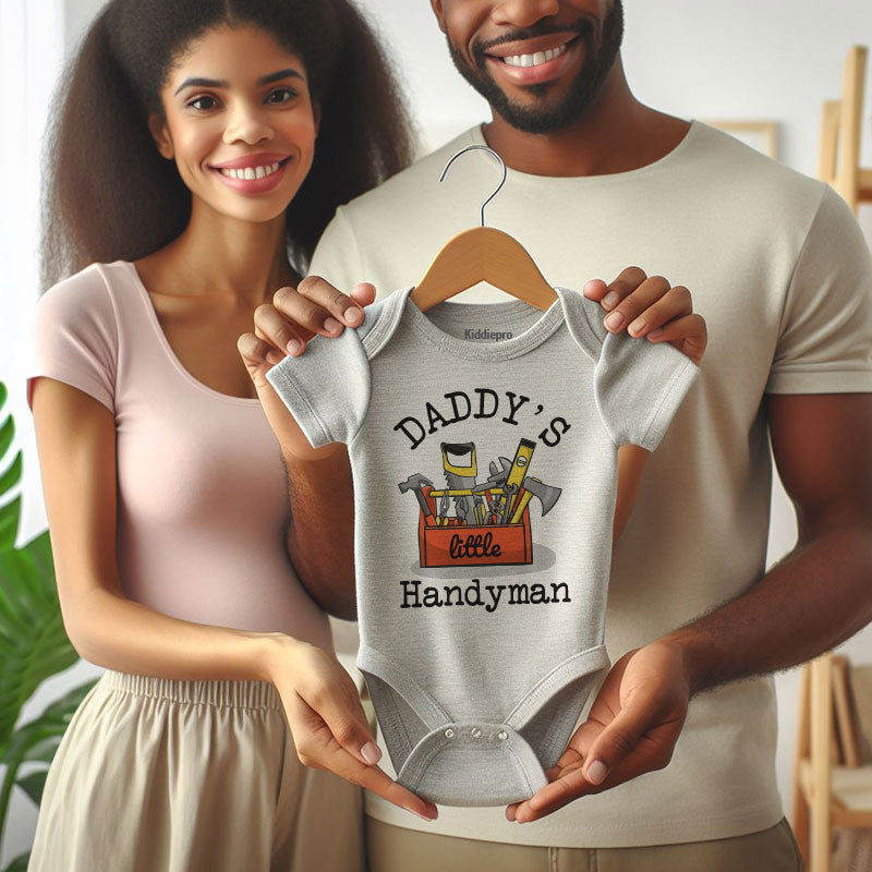 Daddy’s Little Handyman Baby Bodysuit Funny Baby Shower Gift for Dad Construction & DIY Baby Clothes