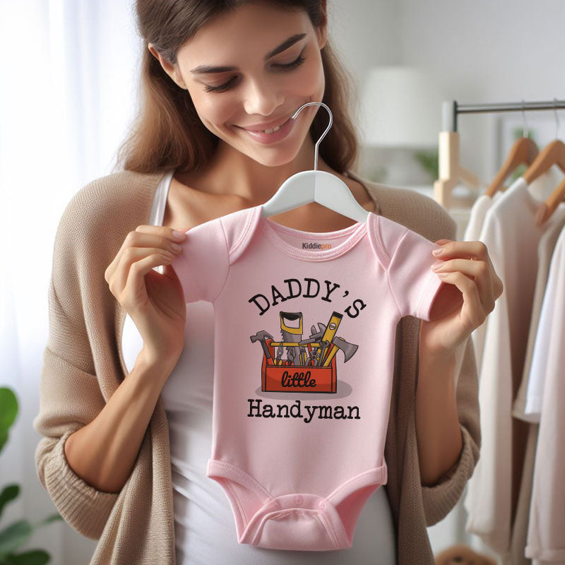 Daddy’s Little Handyman Baby Bodysuit Funny Baby Shower Gift for Dad Construction & DIY Baby Clothes