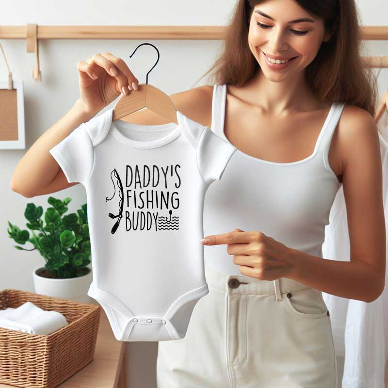 Fishing Buddy Baby Bodysuit Fishing partner Cute fishing baby clothes Fisherman, Baby's first fishing trip