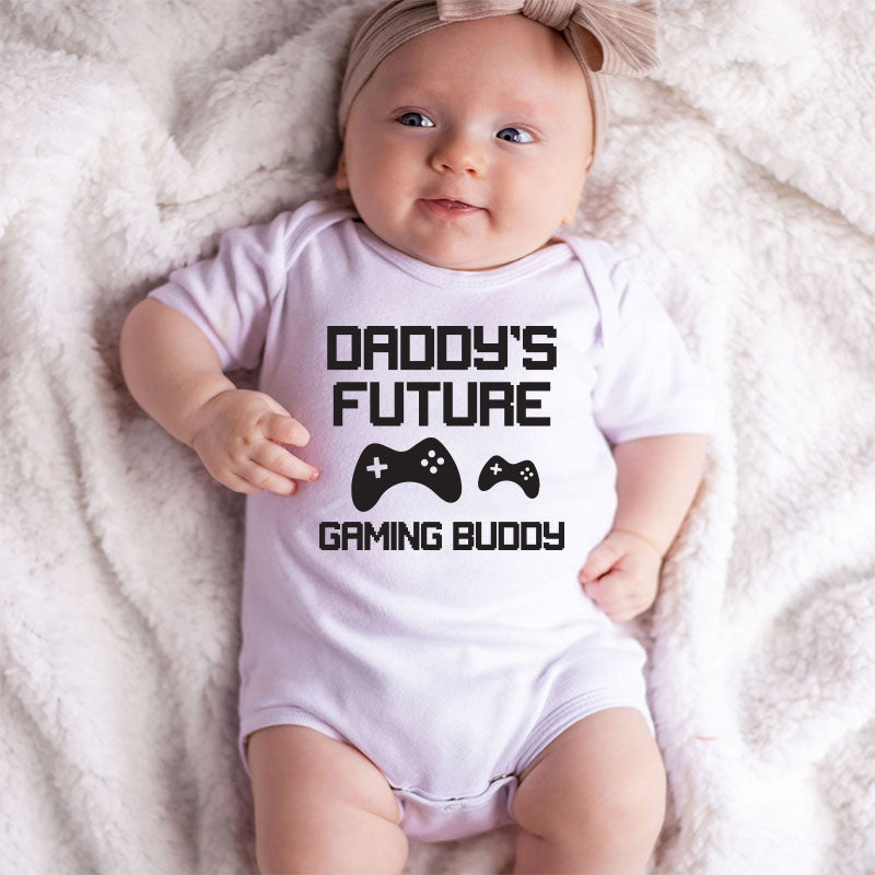 Future Gaming Buddy Funny Baby bodysuit Game controller Video Games Daddy's Gaming Partner Baby clothes,Personalize Infant Clothing Unisex Baby One-piece