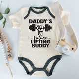 Daddy's Lifting Buddy Gym Workout Baby Boy Girl Clothes Dad's Future Exercise Partner bodysuit