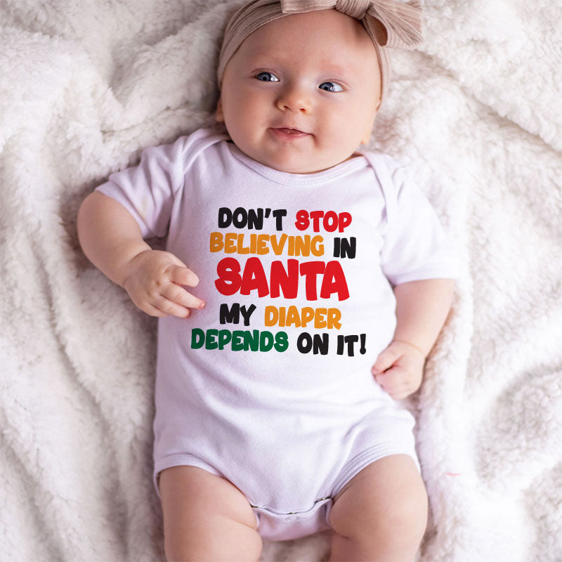 Funny Quirky Personalized Christmas Baby Outfit Santa Baby Boy Girl Clothes