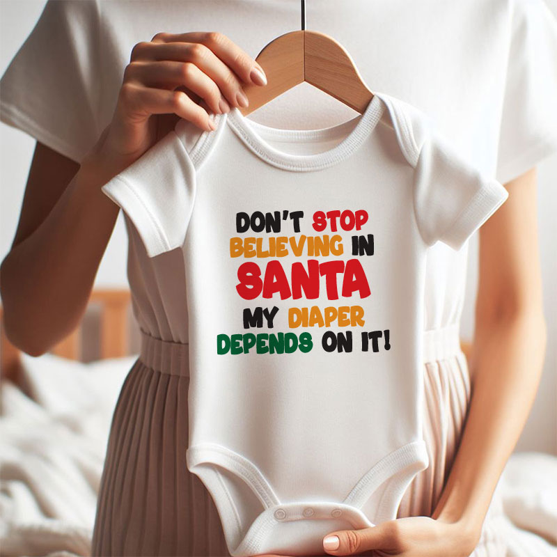 Funny Quirky Personalized Christmas Baby Outfit Santa Baby Boy Girl Clothes