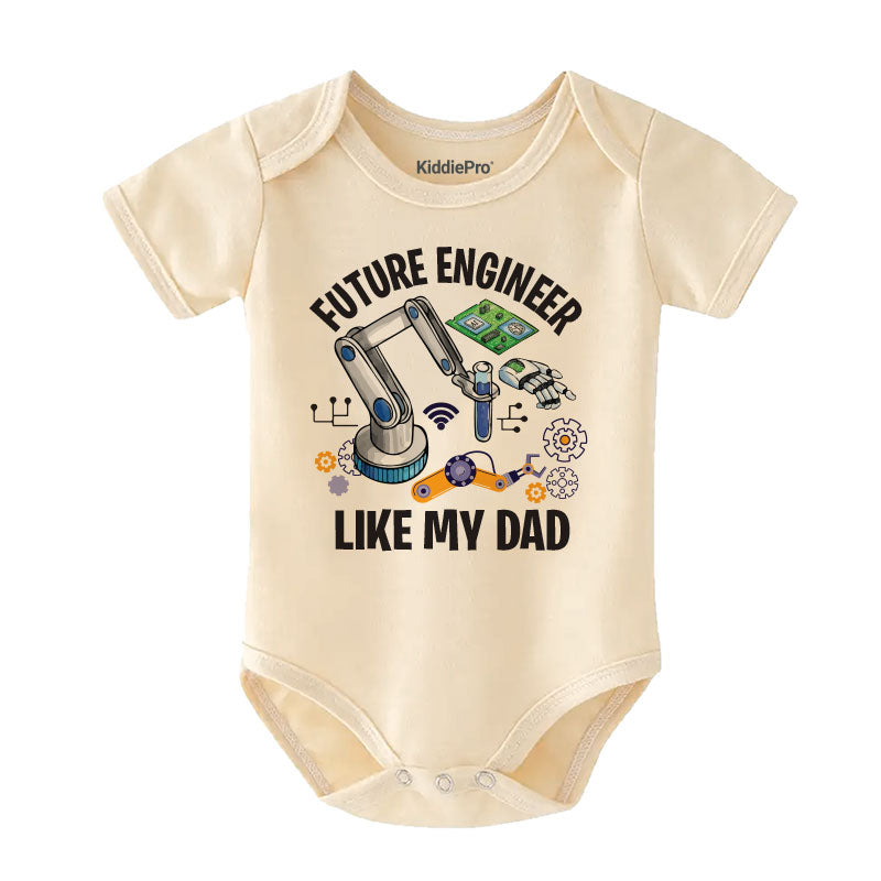 Future Engineer Like My Dad Cute STEM Baby Bodysuit Science & Technology Newborn Outfit Robotics AI Baby Shower Gift