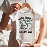 Future Engineer Like My Dad Cute STEM Baby Bodysuit Science & Technology Newborn Outfit Robotics AI Baby Shower Gift
