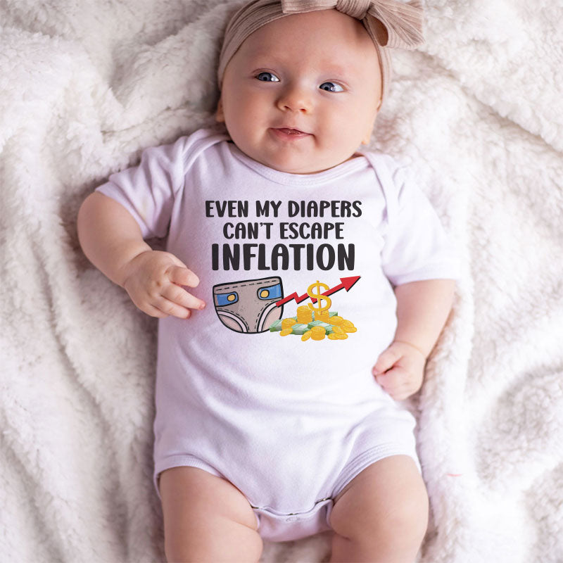 Even diapers can't escape Inflation Funny Comical Cheeky baby clothes Diaper Price Humor Joke Bodysuit Baby Outfit Inflation Humor