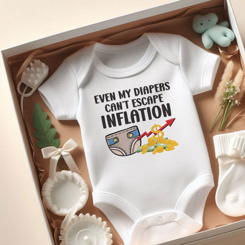 Even diapers can't escape Inflation Funny Comical Cheeky baby clothes Diaper Price Humor Joke Bodysuit Baby Outfit Inflation Humor