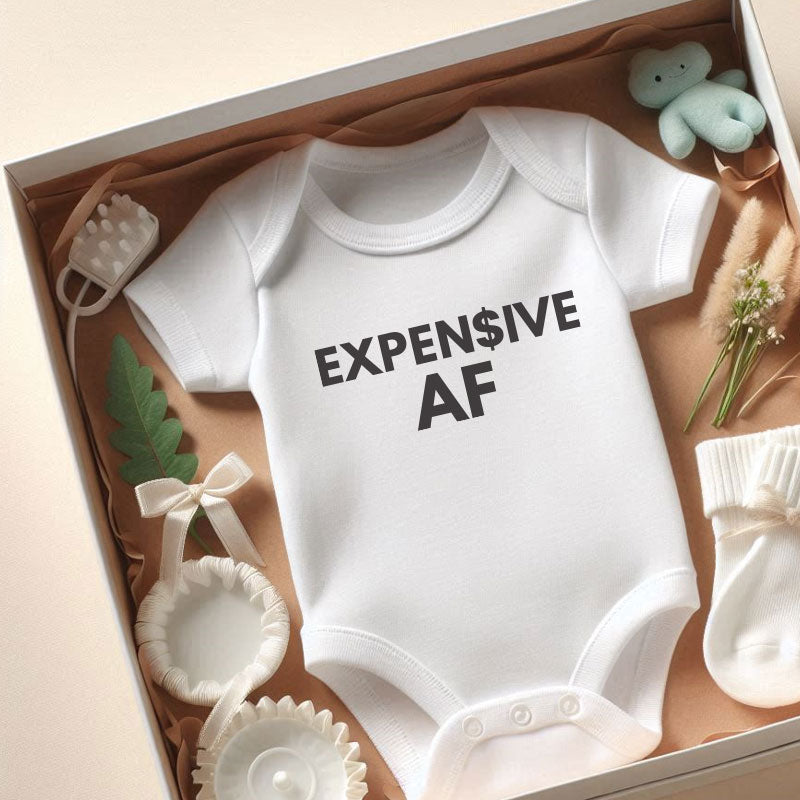 Expensive AF CUte Funny Unisex Infant Baby Boy Girl Bodysuit Personalized Newborn Baby ShowerGift