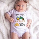 Fall Vibes and Hay Rides Newborn baby boy girl Clothes Farm Green Tractor Outfit Custom Thankgiving Shirt Short Sleeve Infant Clothing Baby Shower Gift