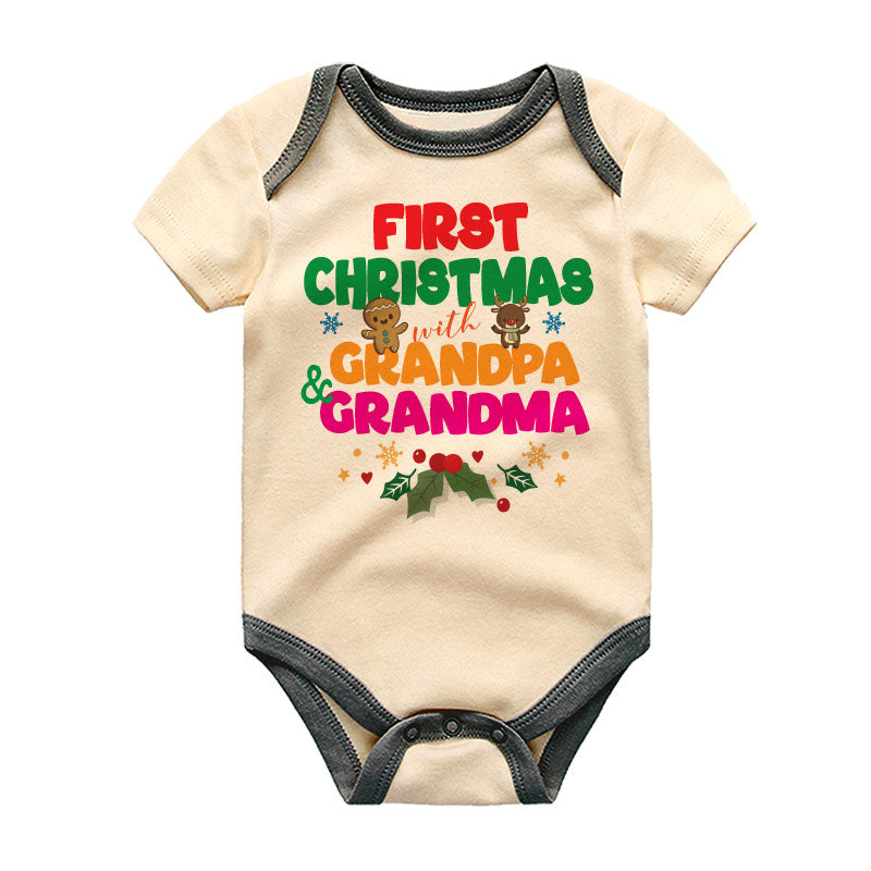 First Christmas with Grandma and Grandpa Baby Boy Girl Bodysuit Newborn Holiday Gift Grandparents Pregnancy Announcement Comfy Christmas Infant Clothes