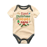 First Christmas with Mama and Papa Cute Newborn Infant Custom Baby Clothes Holiday Babywear Adorable Baby Chirstmas Outfit Cherished Moments Romper