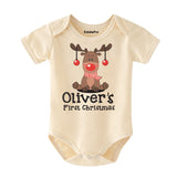 Cute Reindeer Baby Outfit First Christmas Baby Boy girl Clothes Customizable Christmas Gift for Baby Personalized Baby Name bodysuit Newborn gift and Keepsake Babygrow