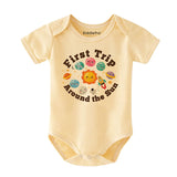 Kiddiepro First Trip Around the Sun Birthday Baby Bodysuit Sun and Planet Design 1st Birthday Outfit for Baby Boy or Girl