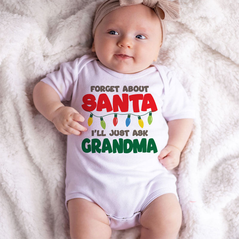 Santa Grandma Baby Boy Girl Bodysuit Grandparents Holiday Present Pregnancy Announcement Funny Baby Outfit Holiday Humor Festive Babywear Spoiled by Grandma Baby Clothes