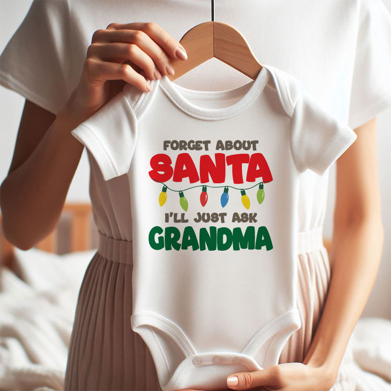 Santa Grandma Baby Boy Girl Bodysuit Grandparents Holiday Present Pregnancy Announcement Funny Baby Outfit Holiday Humor Festive Babywear Spoiled by Grandma Baby Clothes