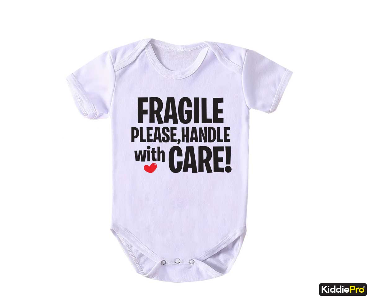 Handle with Care Funny Unisex Baby bodysuit Pregnancy reveal newborn gift