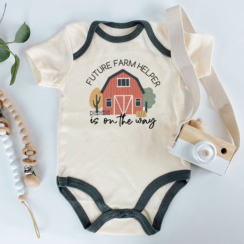 Future Farm helper unisex short sleeve baby bodysuit little farmer outfit coming soon coming home Soon romper long awaited arrival newborn gift