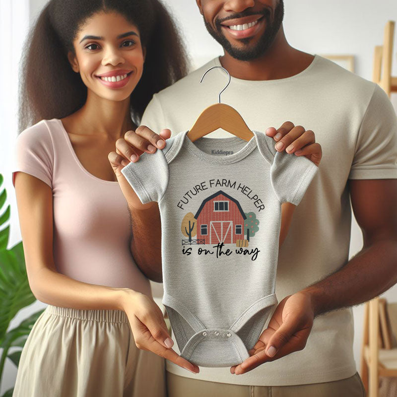 Future Farm helper unisex short sleeve baby bodysuit little farmer outfit coming soon coming home Soon romper long awaited arrival newborn gift