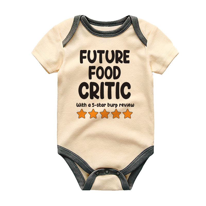 Future food critic funny unisex newborn baby clothes custom baby bodysuit personalized gift baby boy girl customizable shirt food humor outfit