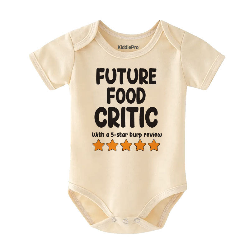 Future food critic funny unisex newborn baby clothes custom baby bodysuit personalized gift baby boy girl customizable shirt food humor outfit